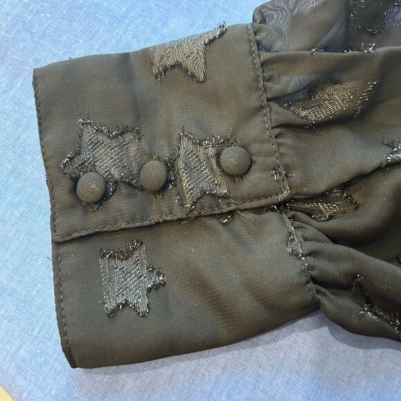 Torrid Women’s Size 2 Star Embroidered Sheer Mesh Blouse – Black Button Down - Picture 5 of 6